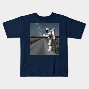 Astronaut With Bicycle On Road Kids T-Shirt